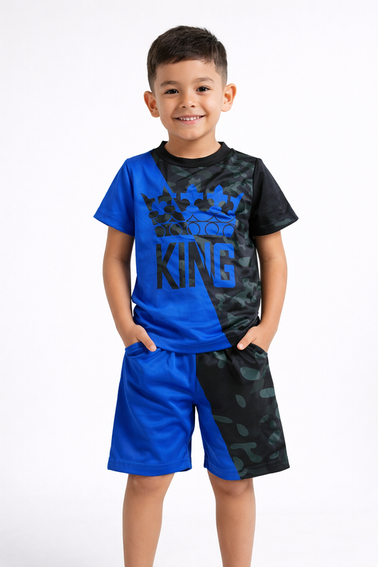 👑 Set Deportivo Niño “King” – Azul & Camuflaje